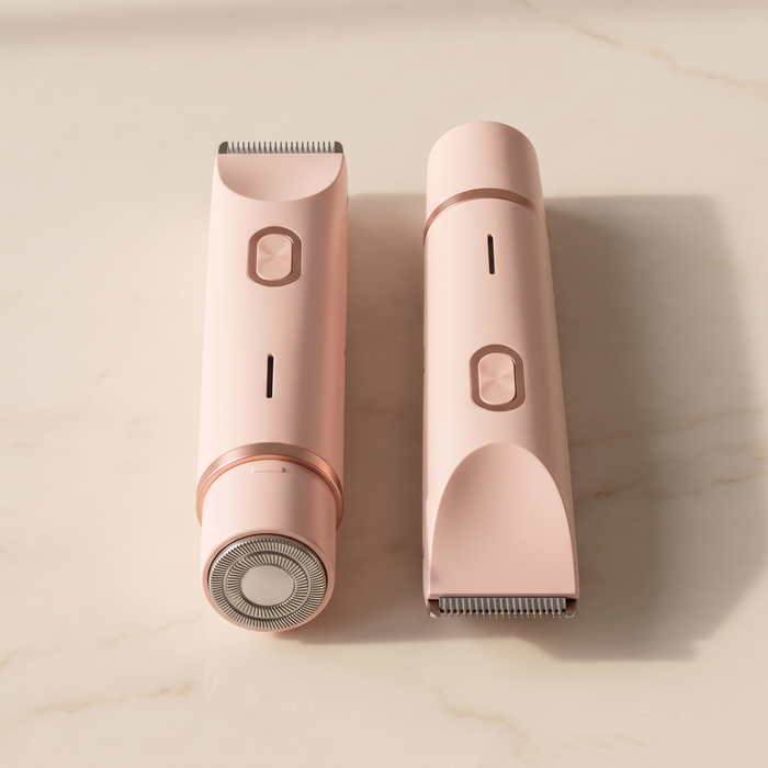 De twee koppen van de Velura 2-in-1 Trimmer
